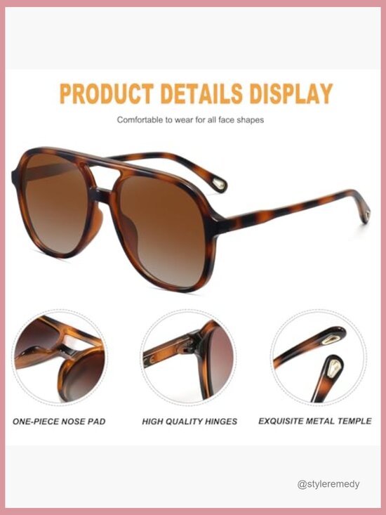 Polarized Aviator Sunglasses with UV400 Protection, Plastic Frames main image 5